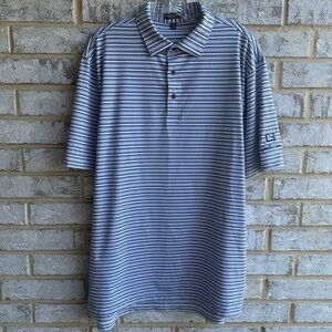 Peter Millar Sumer Comfort Short Sleeve Striped Polo Shirt Men's Size L